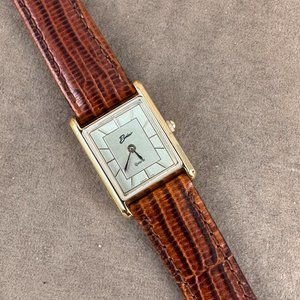 Vintage Ladies Belair Tank Watch 18 Karat Gold Plated New with Box NOS